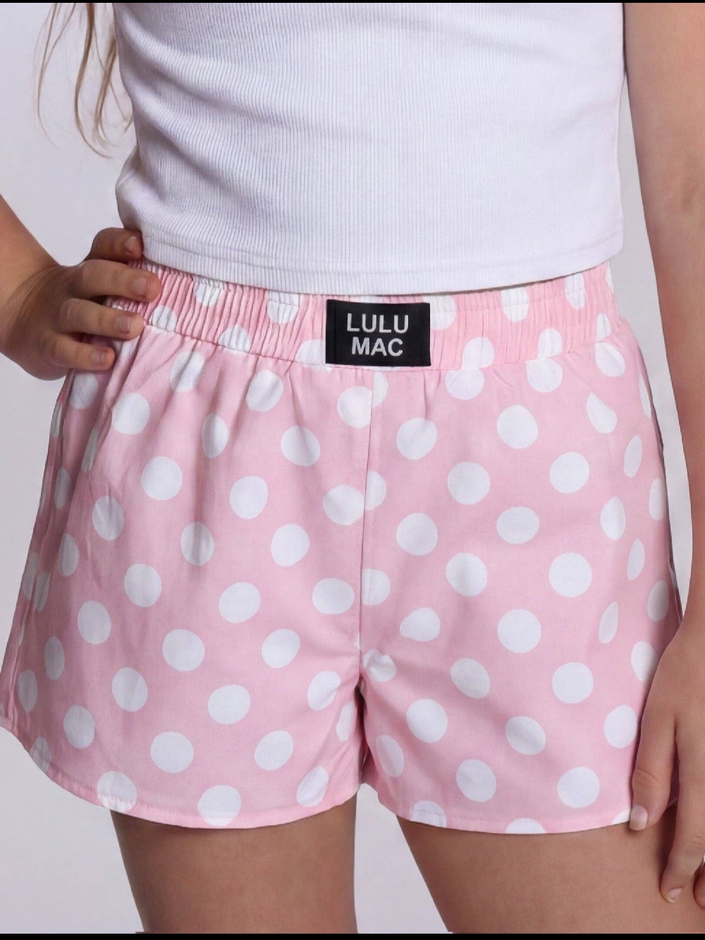Lulu Mac KIDS Light Pink Polka Dot SHORTS